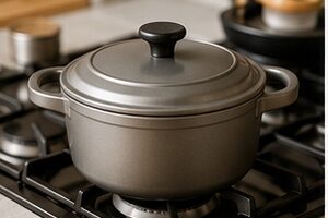 A panela de pressão de alumínio anodizado rígido é segura