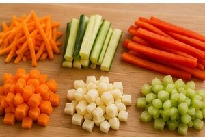 os diferentes tipos de cortes de vegetais