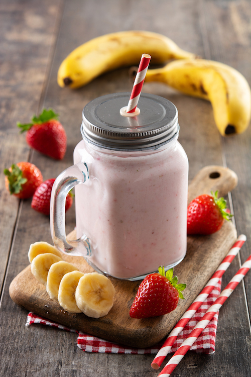 smoothie congelado de banana e morango