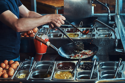 Cozinhando em um wok